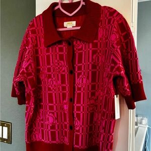NWT Anthropologie Maeve Pink and Red Cardigan Sweater